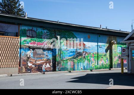 Lunenburg Daycare Mural in Lincoln Street a Lunenburg, nuova Scozia, Canada Foto Stock