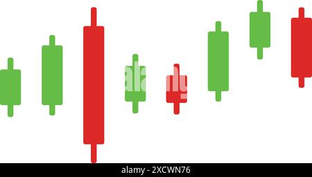 Grafico Candlestick, mercati finanziari e azionari, criptovaluta di trading a concetto minimo, negoziazione di investimenti, borsa, isometrica, finanziaria, indice Illustrazione Vettoriale
