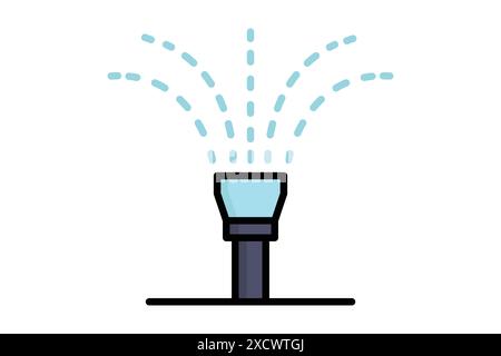 icona sprinkler. icona relativa alla durata. stile icona contorno colorato. illustrazione vettoriale degli elementi di irrigazione Illustrazione Vettoriale