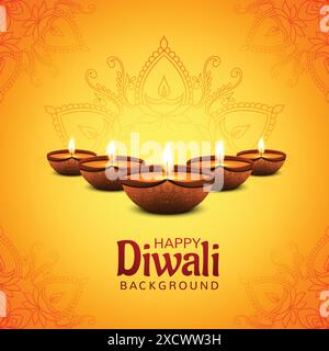 Happy Diwali festival con sfondo per la celebrazione della lampada a olio Illustrazione Vettoriale