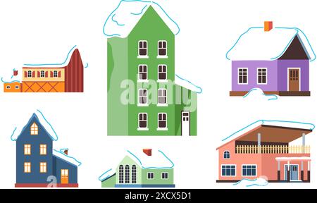 Illustrazione Winter Houses Vector Collection Illustrazione Vettoriale