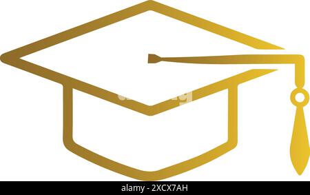 Un'illustrazione di un cappello dorato per la laurea, che simboleggia il successo accademico con un design lussuoso e celebrativo Illustrazione Vettoriale