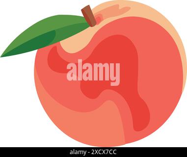 Un'illustrazione dettagliata di una pesca, che mostra i suoi colori vivaci e la consistenza succosa, ideale per rappresentare la frutta fresca in arte Illustrazione Vettoriale