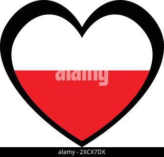 Un'illustrazione di un'icona a forma di cuore raffigurante la bandiera della Polonia, che simboleggia l'amore e l'orgoglio per la Polonia Illustrazione Vettoriale