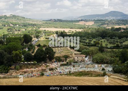 Toscane Italy, spa naturale con cascate e sorgenti termali di Saturnia, Grosseto, Toscana, Italia. Foto Stock