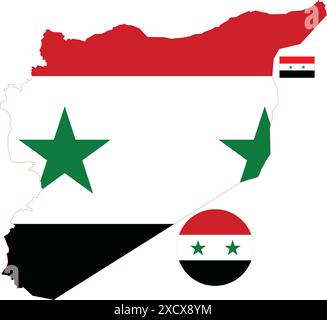 Mappa e bandiera della Siria Illustrazione Vettoriale