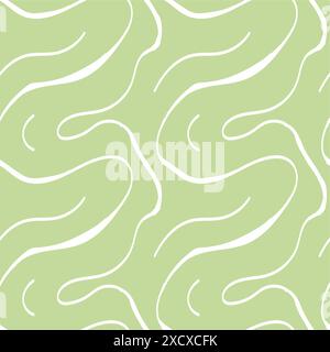 Motivo astratto senza cuciture con scoiattoli e scarabocchi. Linee curve ondulate. L'inchiostro caotico scompiglia la texture decorativa. Scarabocchi disordinati, ondulati e ricci Illustrazione Vettoriale