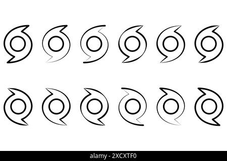Raccolta di icone della linea Hurricane per Web, interfaccia utente e app mobili. Illustrazione Vettoriale