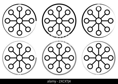 Simbolo della fodera sottile omnicanale, simbolo del contorno multicanale per dispositivi mobili e Web. Illustrazione Vettoriale