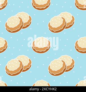 Schema di biscotti con glassa bianca, cosparsi di semi di sesamo, su sfondo blu. Illustrazione vettoriale Illustrazione Vettoriale