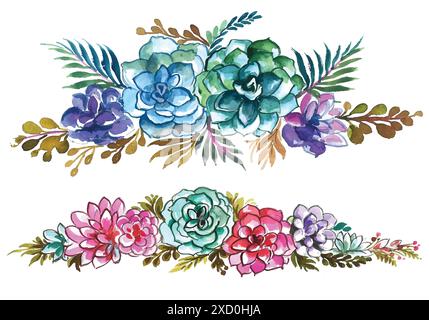 Disegno a mano floreale set acquerello design Illustrazione Vettoriale