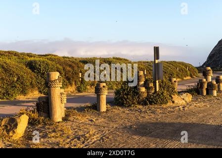 Scena in prima serata da Morro Rock Beach. Morro Bay, California. Foto Stock