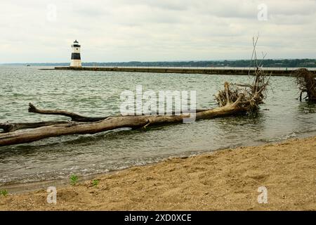 Faro sulla Presque Isle a Erie Pa Foto Stock