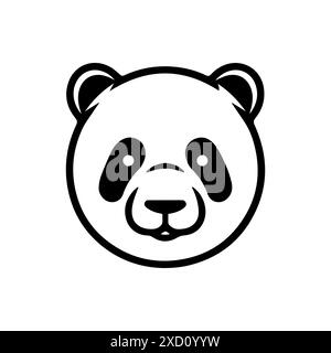 Logo Panda o icona linea moderna. Grafica a linee vettoriali e design a icone con un contorno audace. Il simbolo minimalista Pixel Perfect in bianco e nero isola il bac bianco Illustrazione Vettoriale