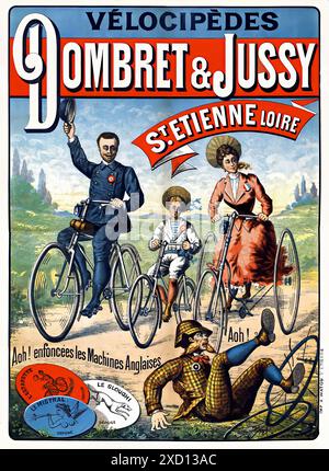 Vélocipèdes Dombret & Jussy, St. Etienne, Loira, c. 1890 - Poster con stampa per la pubblicità di biciclette d'epoca Foto Stock