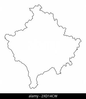 Mappa del Kosovo isolata su sfondo bianco Illustrazione Vettoriale