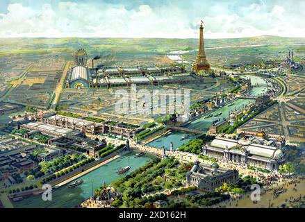 Vista dell'esposizione Universelle de Paris, 1900. - Poster con stampa d'epoca Foto Stock