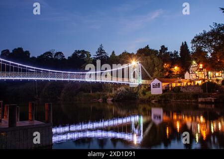 Port Hill Suspension Bridge, Shrewsbury, Shropshire, Regno Unito Foto Stock