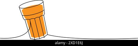 Vetro da birra a una linea colorata, disegno continuo. Illustrazione continua di una riga dei prodotti da pub della birra. Illustrazione lineare vettoriale. Illustrazione Vettoriale