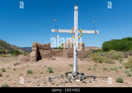 Rovine della chiesa di Abuquiu vicino a Santa Fe Foto Stock