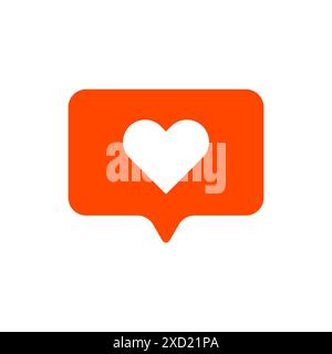 Icona a forma di cuore. Simbolo di notifica rosso. Vettore di social media. Design semplice e piatto. Illustrazione Vettoriale