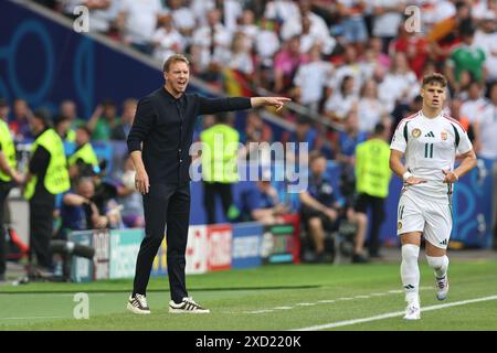 Stoccarda, Germania. 19 giugno 2024. Julian Nagelsmann Coach (Germania) Milos Kerkez (Ungheria) durante la partita UEFA Euro Germany 2024 tra Germania 2-0 Ungheria alla Stuttgart Arena il 19 giugno 2024 a Stoccarda, Germania. Crediti: Maurizio Borsari/AFLO/Alamy Live News crediti: Aflo Co.. Ltd./Alamy Live News Foto Stock