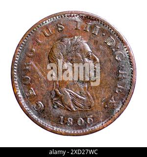 Re Giorgio III Vecchio inglese Penny datato 1806. Foto Stock