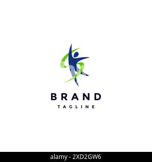 Silhouette per persone sane che forma le iniziali SK Logo Design. La lettera iniziale SK forma il simbolo umano e la linea sportiva verso l'alto che lo copre. Illustrazione Vettoriale