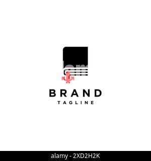 Icona del libro con disegno del logo segnalibro a forma di ancoraggio. Simbolo Education del libro e icona segnalibro con disegno del logo di ancoraggio. Illustrazione Vettoriale