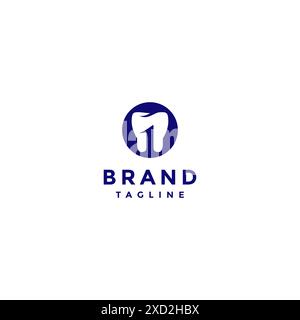 Semplice logo dentista Design numero uno nella silhouette dei denti. Icona dei denti con silhouette numero uno all'interno del logo Design. Illustrazione Vettoriale