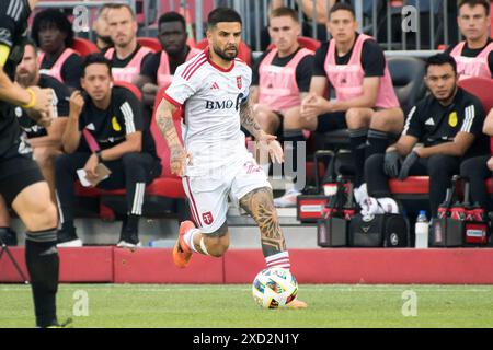 Toronto, Canada. 19 giugno 2024. Lorenzo Insigne n. 24 del Toronto FC visto in azione durante la partita MLS tra Toronto FC e Nashville SC al BMO Field. Punteggio finale: Toronto 1:2 Nashville. Credito: SOPA Images Limited/Alamy Live News Foto Stock