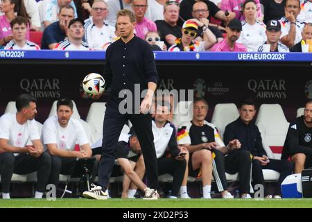 Stoccarda, Germania. 19 giugno 2024. L'allenatore della Germania Julian Nagelsmann durante la partita di UEFA Euro 2024 tra Germania e Ungheria, gruppo A, data 2, giocata al Mercedes-Benz Arena Stadium il 19 giugno 2024 a Stoccarda, Germania. (Foto di Bagu Blanco/PRESSINPHOTO) credito: PRESSINPHOTO SPORTS AGENCY/Alamy Live News Foto Stock