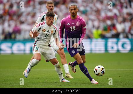 Stoccarda, Germania. 19 giugno 2024. Leroy sane di Germania e Milos Kerkez di Ungheria durante la partita di UEFA Euro 2024 tra Germania e Ungheria, gruppo A, data 2, giocata al Mercedes-Benz Arena Stadium il 19 giugno 2024 a Stoccarda, Germania. (Foto di Bagu Blanco/Pressinphoto/Sipa USAPHOTO) credito: SIPA USA/Alamy Live News Foto Stock