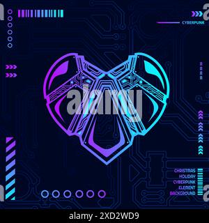 Ama la tecnologia il cyberpunk futuristico background tecnologico. Illustrazione del vettore astratto. Foto Stock