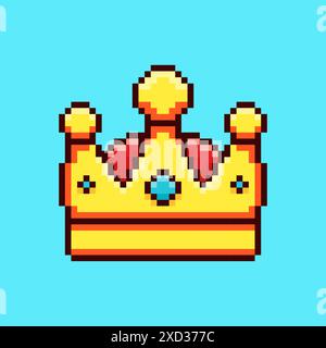 Illustrazione vettoriale della corona con Pixel Art Design, perfetta per i design a tema delle risorse di gioco Illustrazione Vettoriale