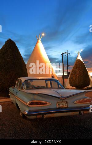 Geografia / viaggi, Stati Uniti, Arizona, Holbrook, storico motel wigwam, Route 66, Holbrook, Arizona, ULTERIORI DIRITTI-INFORMAZIONI-INFORMAZIONI-NON-DISPONIBILI Foto Stock