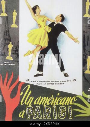 Viersen, Germania - 9 maggio. 2024: Poster cinematografico dettaglio un film musicale americano a Parigi in lingua italica con Gene Kelly e Leslie C. Foto Stock