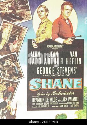 Viersen, Germania - 9 maggio. 2024: Dettaglio del poster del film western del Technicolor Shane del 1953 Foto Stock