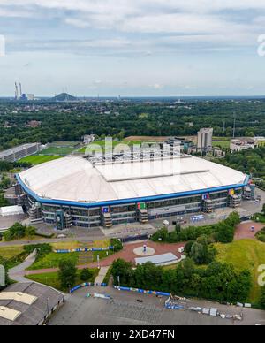 Gelsenkirchen, Germania. 20 giugno 2024. Vista aerea generale dell'Arena AufSchalke in vista della partita Spagna-Italia Euro 2024 all'Arena AufSchalke, Gelsenkirchen, Germania il 20 giugno 2024 Credit: Every Second Media/Alamy Live News Foto Stock