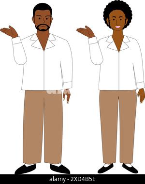 Una giovane coppia africana con un gesto. Illustrazione Vettoriale