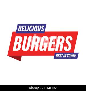 Cartello "Delicious Burgers Best in Town" Illustrazione Vettoriale