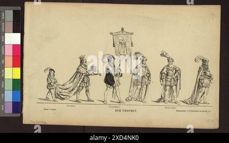 Altwiener Mandlbogen - Theaterfiguren (Blatt Nr. 146, Der Prophet), aus der serie 'Theater Costumes' Matthäus Trentsensky (1790-1868), editore Wien Museum, Scan, attore (sul palco) intorno al 1836 Foto Stock