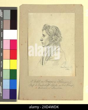 Ritratto di Johan Christian Clausen Dahl (1788-1857) di Johann Adam Klein, che mostra il pittore in uno stile autoritratto, creato intorno al 1821, che riflette le tecniche pittoriche europee dell'inizio del XIX secolo. Foto Stock