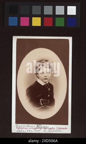 Ritratto di Hermann Rieser, figlio di Michael Rieser, fotografato da Carl Herberth intorno al 1870, che mostra il pittore austriaco in abbigliamento formale e riferimento autoritratto. Foto Stock