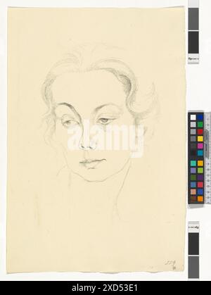 Ritratto di un attore donna della collezione 'Max Reinhardt und Seine Schauspieler' del 1924 di Viktor Tischler, stampato da Albert Berger e conservato al Museo di Vienna. L'opera raffigura una donna in una composizione in stile studio, parte di una serie storica che ritrae attori associati a Max Reinhardt. Foto Stock