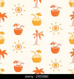 Sfondo tropicale estivo con motivo senza cuciture Illustrazione Vettoriale