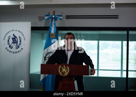 Città del Guatemala, città del Guatemala, Guatemala. 20 giugno 2024. Il Presidente BERNARDO AREVALO interviene su diversi argomenti, tra cui la nomina del nuovo Direttore dell'Aeronautica civile e la visita del presidente dell'Honduras, XIOMARA CASTRO. (Immagine di credito: © Fernando Chuy/ZUMA Press Wire) SOLO PER USO EDITORIALE! Non per USO commerciale! Foto Stock