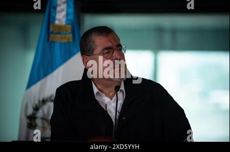 Città del Guatemala, città del Guatemala, Guatemala. 20 giugno 2024. Il Presidente BERNARDO AREVALO interviene su diversi argomenti, tra cui la nomina del nuovo Direttore dell'Aeronautica civile e la visita del presidente dell'Honduras, XIOMARA CASTRO. (Immagine di credito: © Fernando Chuy/ZUMA Press Wire) SOLO PER USO EDITORIALE! Non per USO commerciale! Foto Stock