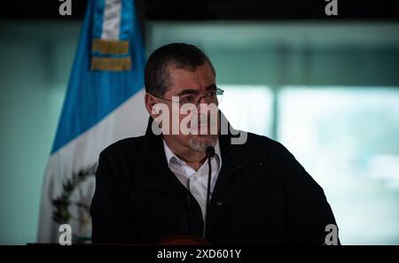 Città del Guatemala, città del Guatemala, Guatemala. 20 giugno 2024. Il Presidente BERNARDO AREVALO interviene su diversi argomenti, tra cui la nomina del nuovo Direttore dell'Aeronautica civile e la visita del presidente dell'Honduras, XIOMARA CASTRO. (Immagine di credito: © Fernando Chuy/ZUMA Press Wire) SOLO PER USO EDITORIALE! Non per USO commerciale! Foto Stock