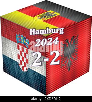 Il campionato europeo di calcio UEFA, Croazia vs Albania Punteggio, risultato, 2-2 Illustrazione Vettoriale